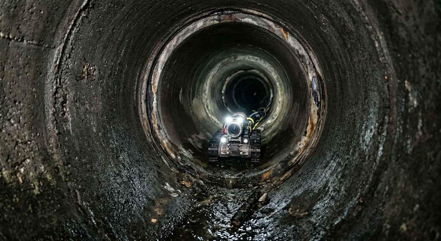 Robotic sewer camera inspecting pipe interior for Sewer Line Repair in Meraux